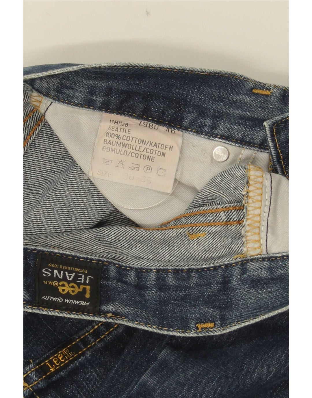 Lee Herren Straight Jeans W30 L29 Marineblaue Baumwolle