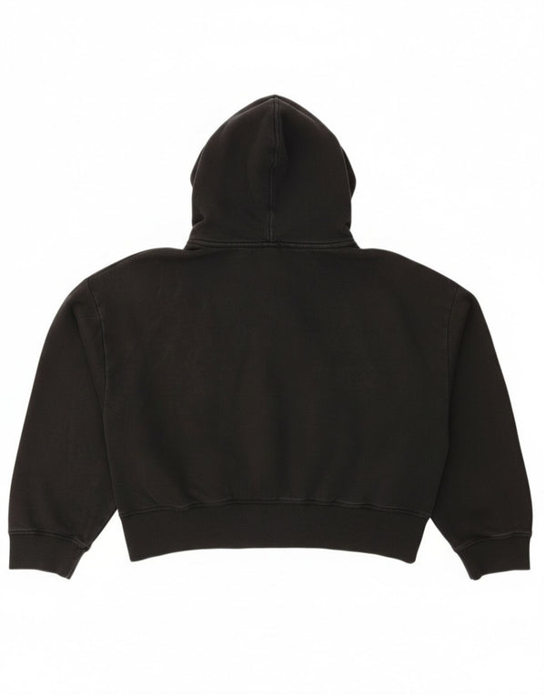 Calvin Klein Jeans Damen Crop Zip Hoodie Pullover UK 14 Medium Schwarz