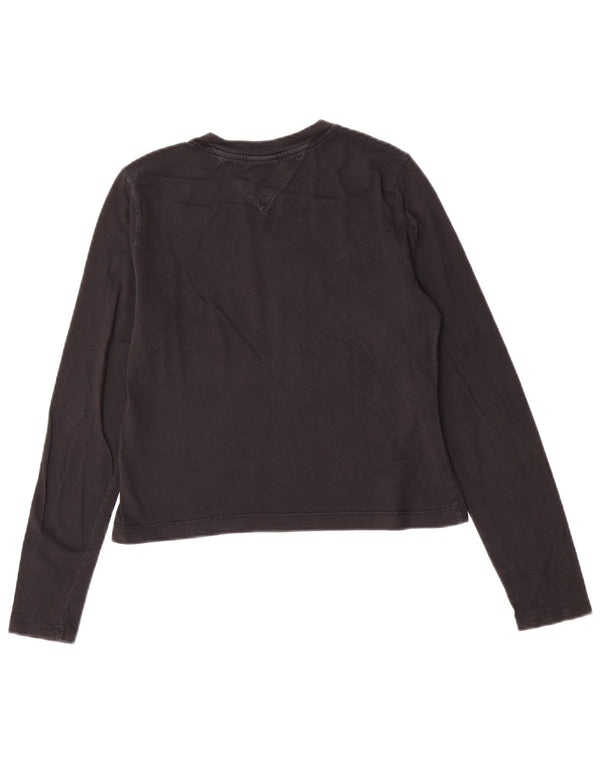 Tommy Hilfiger Damen Crop Graphic Top Langarm UK 12 Medium Schwarz