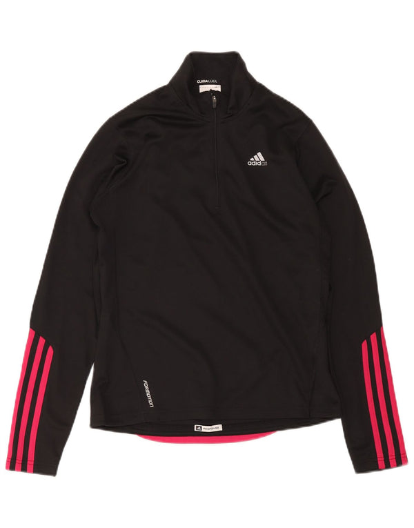 Adidas Damen Climacool Zip Neck Pullover Trainingsanzug Top UK 10 Small Schwarz