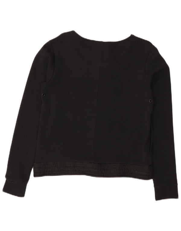 Nike Damen Crop Sweatshirt Pullover UK 10 Small Schwarz Baumwolle