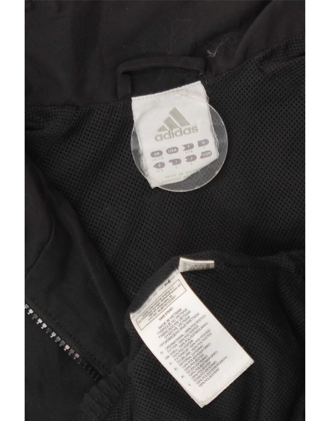 Adidas Herren Trainingsanzug Top Jacke UK 38/40 Medium Schwarz Polyester