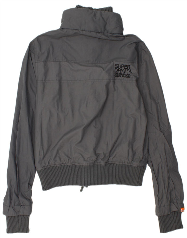 SUPERDRY Damen-Regenjacke mit Grafik, UK 14, Mittelgrau, Polyamid