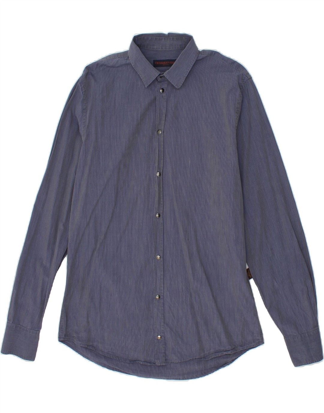 TRUSSARDI JEANS Mens Shirt Size 41 Medium Blue Pinstripe Cotton Vintage Trussardi Jeans and Second-Hand Trussardi Jeans from Messina Hembry 