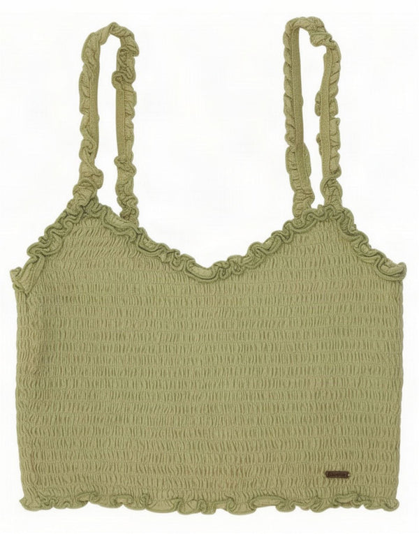 Hollister Damen Crop Cami Top UK 6 XS Grüne Baumwolle