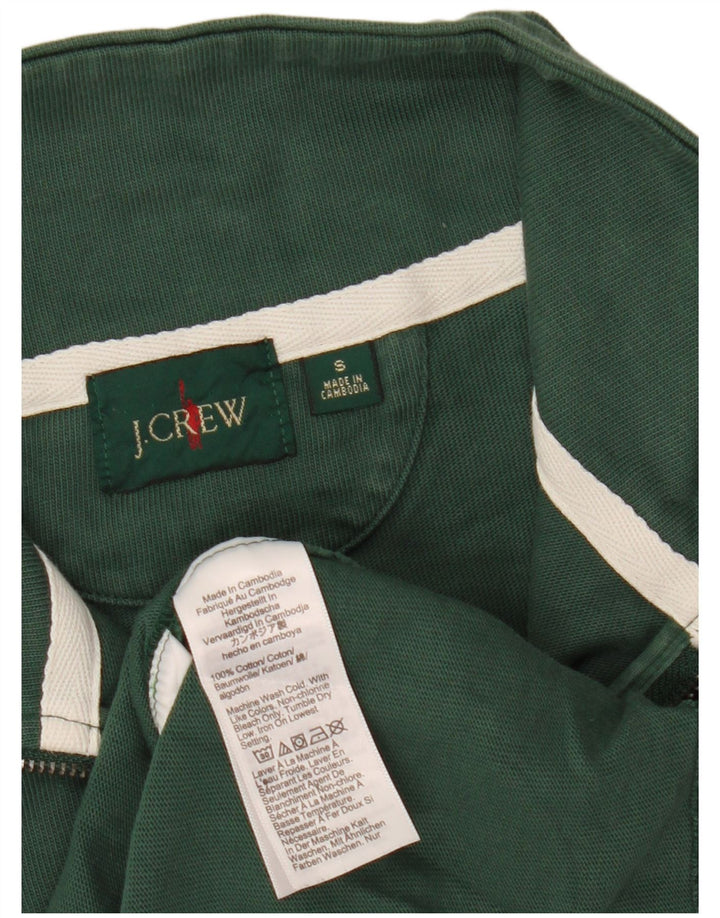 J. Crew Herren-Sweatshirt mit Reißverschluss am Hals, Größe S, grüne Baumwolle