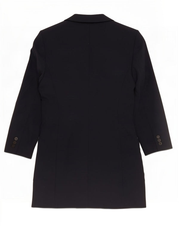 Zara Zweireihiger Damenmantel UK 12 Medium Marineblau Polyester