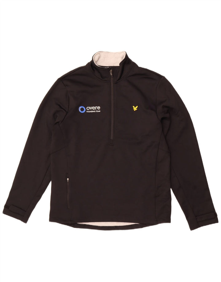 Lyle & Scott Herren-Trainingsanzugoberteil mit grafischem Reißverschluss und Rundhalsausschnitt, Größe L, Schwarz