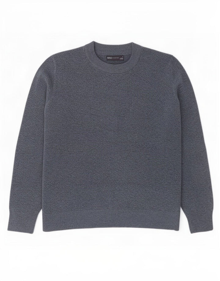 Marks & Spencer Herren-Pullover mit Rundhalsausschnitt, mittleres Marineblau, Polyester