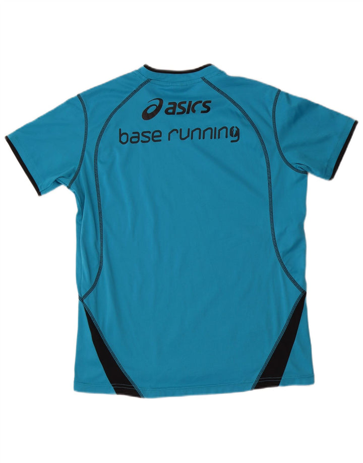 Asics Herren Grafik-T-Shirt-Oberteil Mittelblaues Colourblock-Polyester