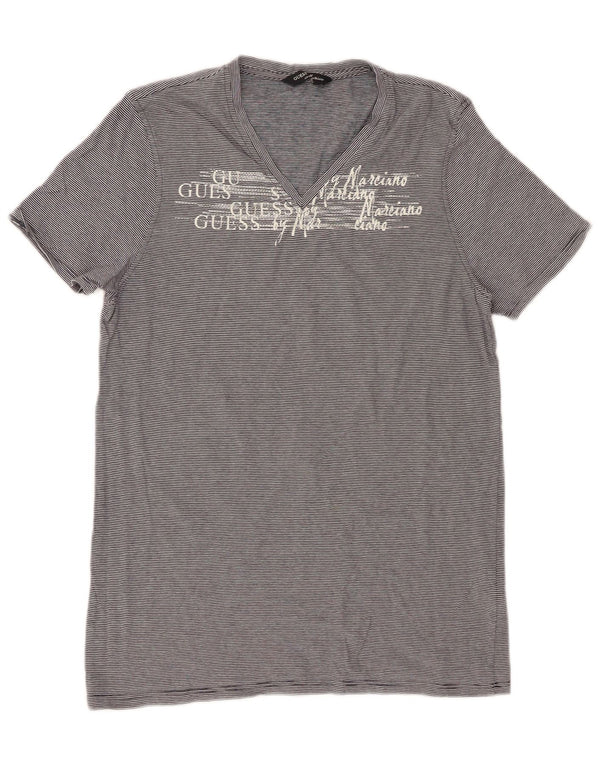 Guess By Marciano Damen Grafik-T-Shirt-Oberteil UK 14 Large Grau gestreift