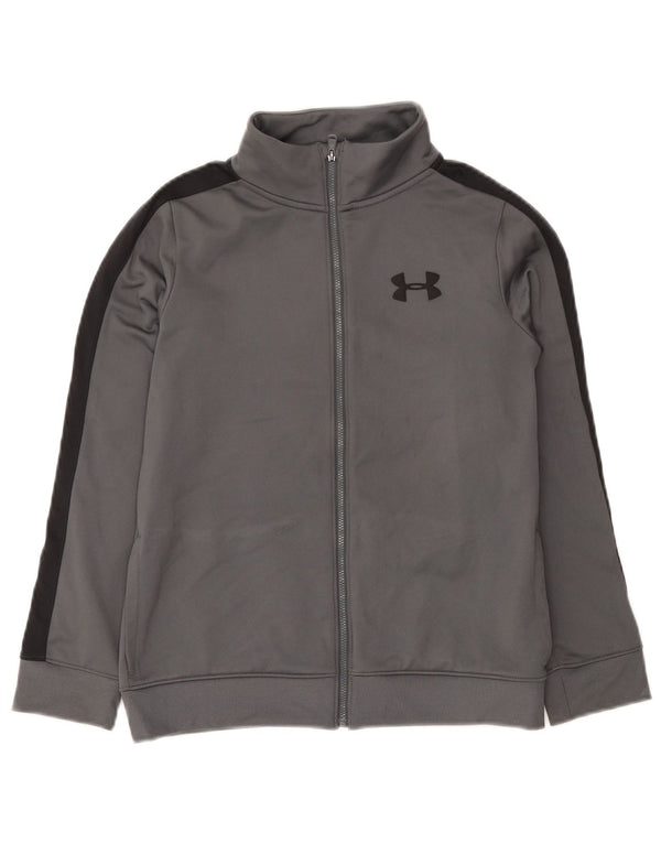 Under Armour Jungen-Trainingsanzug-Top-Jacke, 9–10 Jahre, Mittelgrau, Farbblock