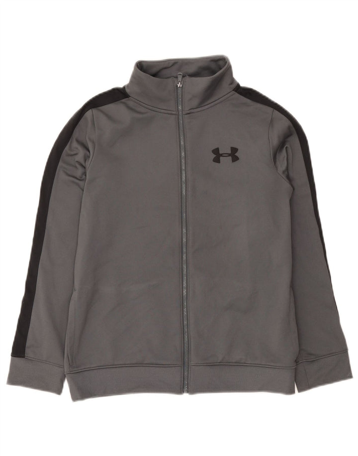 Under Armour Jungen-Trainingsanzug-Top-Jacke, 9–10 Jahre, Mittelgrau, Farbblock