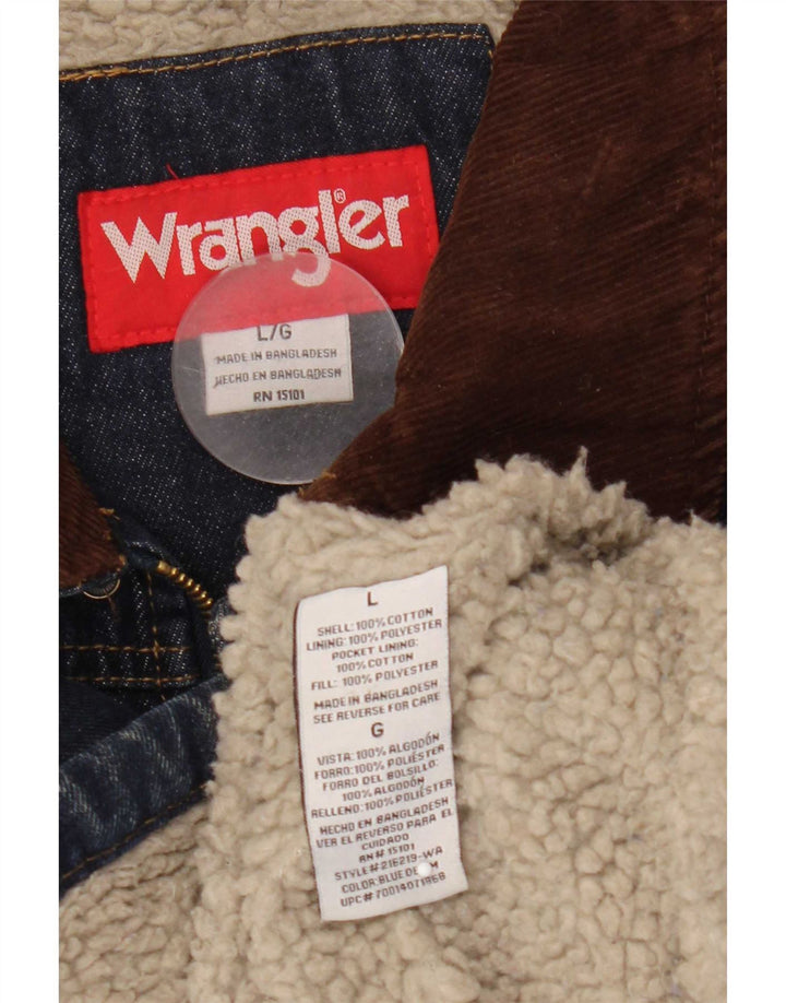 Wrangler Herren Sherpa Jeansjacke UK 40 Große blaue Baumwolle