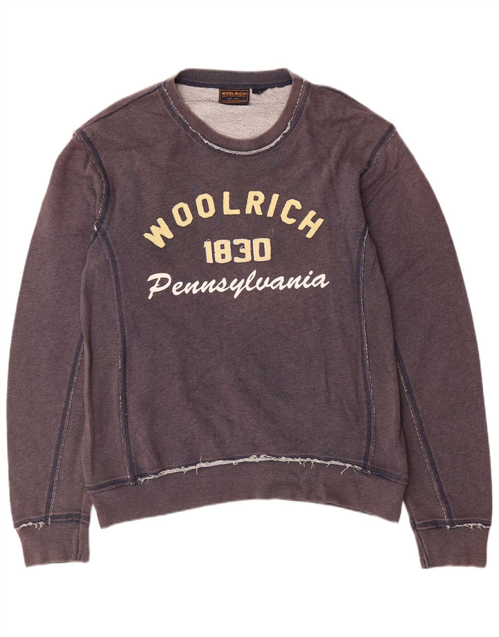 Woolrich Herren-Sweatshirt mit Grafik, groß, marineblau, Baumwolle
