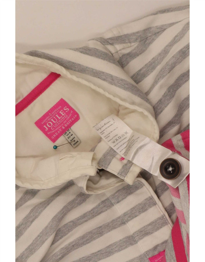 Joules Damen-Sweatshirt mit Knopfkragen, UK 12, Mittelgrau gestreift