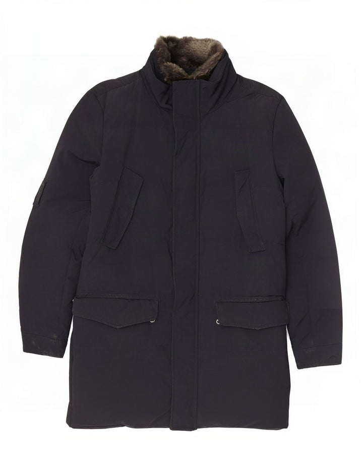 Woolrich Wattierter Herrenmantel UK 38 Mittelmarineblaues Polyester