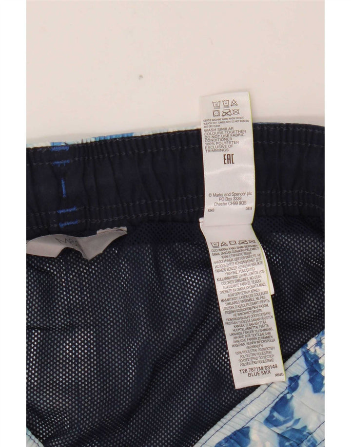 Marks & Spencer Herren Badeshorts mit abstraktem Muster, Größe L, Blau, Polyester
