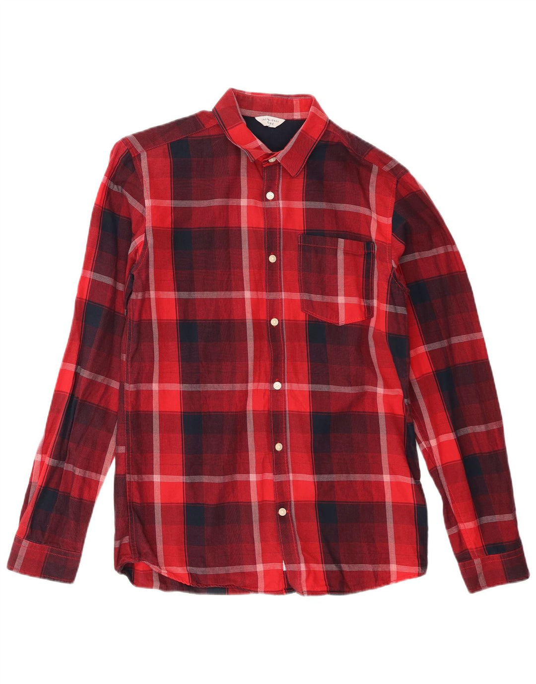 Jack & Jones Herrenhemd aus mittelroter Karo-Baumwolle