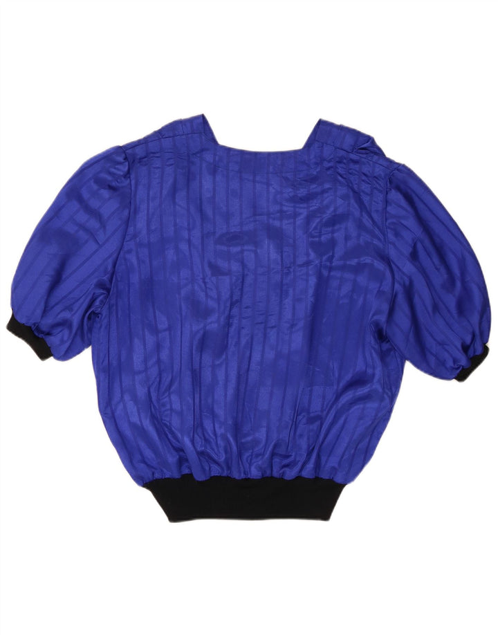 Vintage Damen Bluse Top UK 16 Groß Blau Farbblock