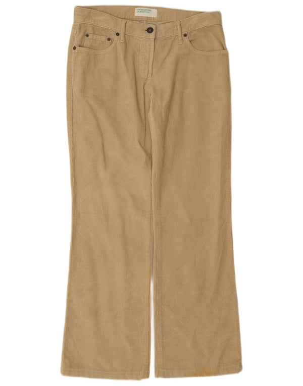Benetton Damen Bootcut-Cordhose IT 42 Medium W30 L30 Beige Baumwolle