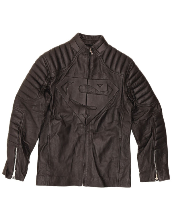 Vintage Herren Superman Graphic Moto Racer Jacke UK 40 Large Black Biker