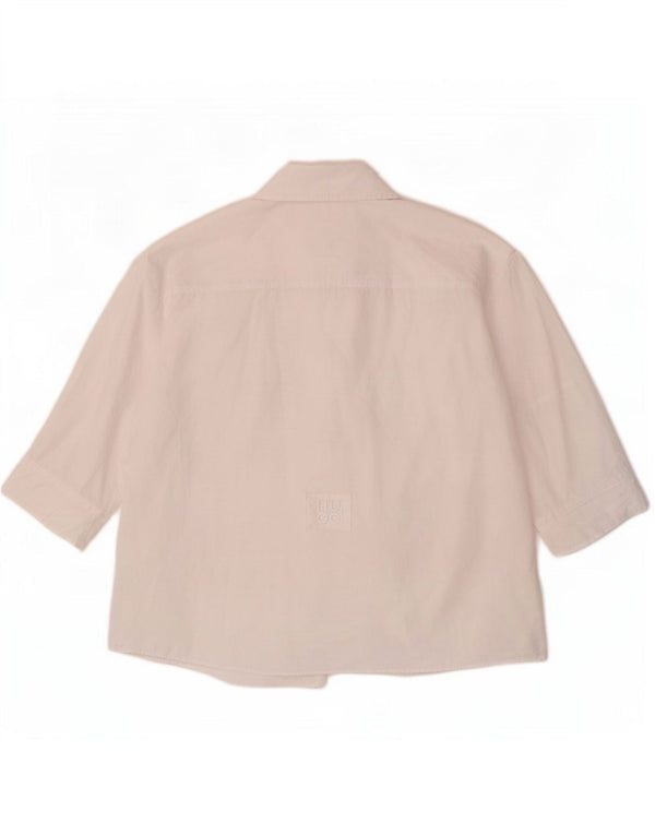 Hugo Boss Damen-Hemd mit 3/4-Ärmeln, übergroßes Hemd, UK 6, XS, weiße Baumwolle