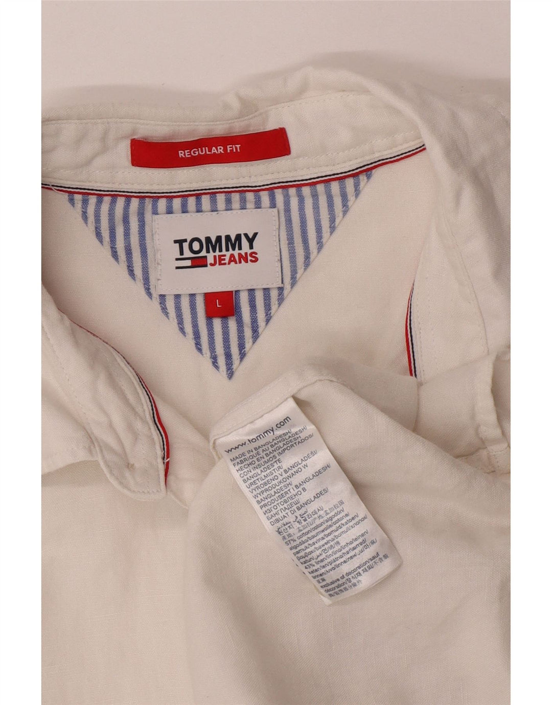 Tommy Hilfiger Herren-Hemd mit normaler Passform, große weiße Baumwolle