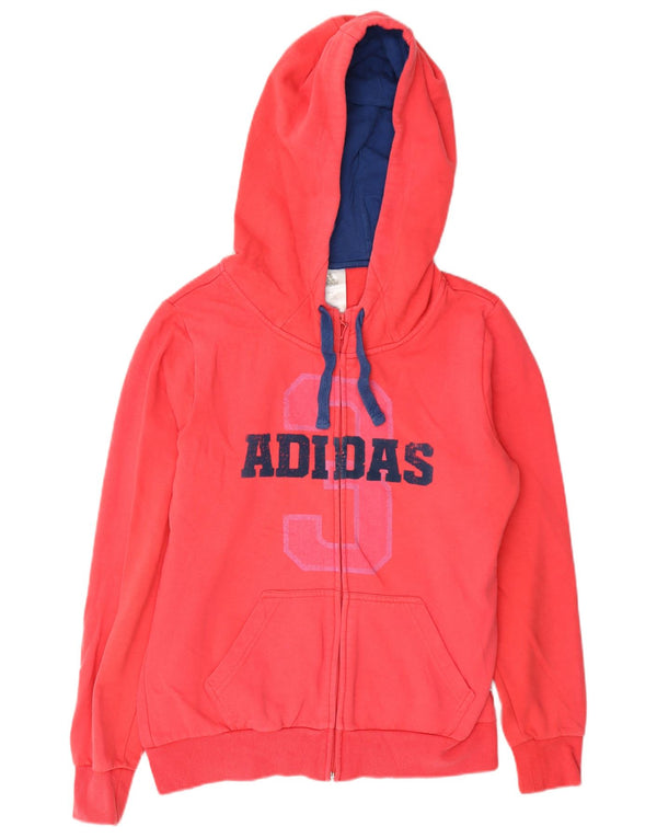 Adidas Damen Graphic Zip Hoodie Pullover UK 14 Mittelrote Baumwolle