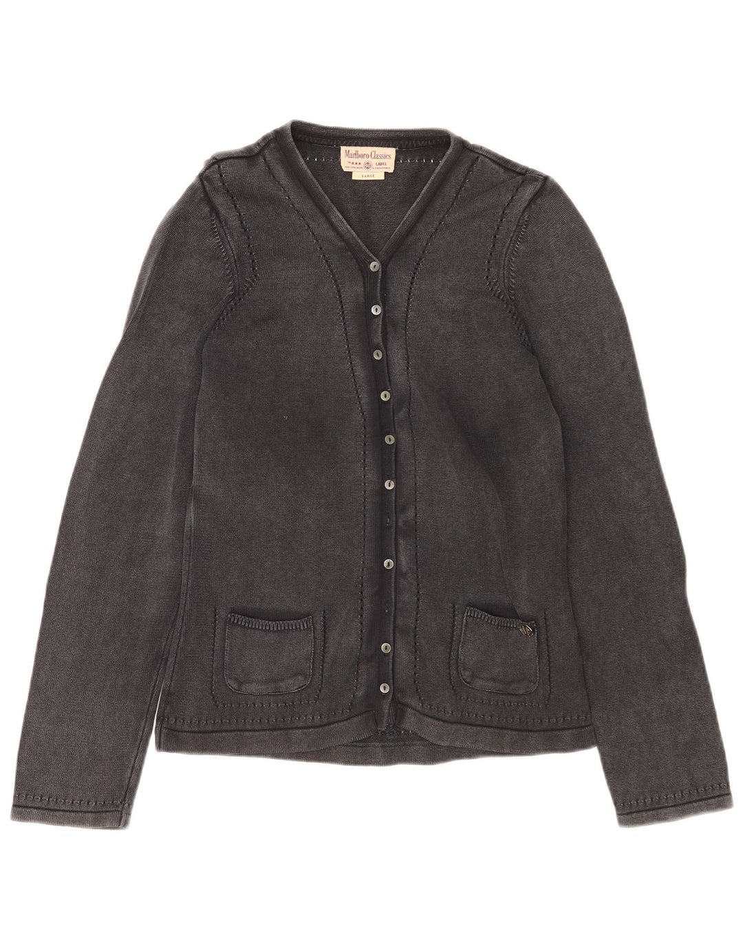 Marlboro Classics Damen-Cardigan-Pullover UK 14 Große graue Baumwolle