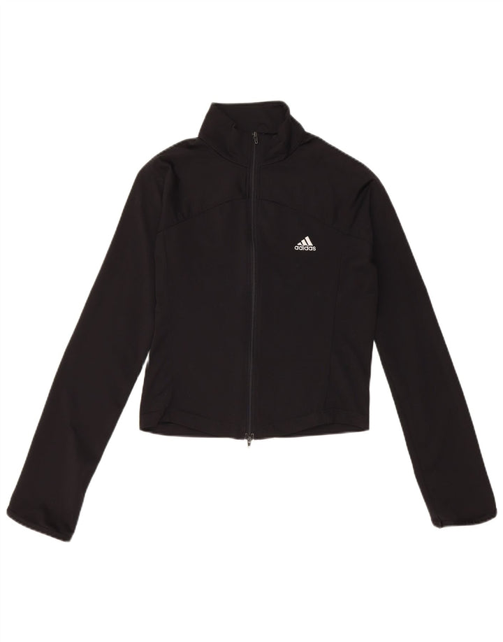 Adidas Damen Crop Trainingsanzug Top Jacke UK 10 Small Schwarz Polyester