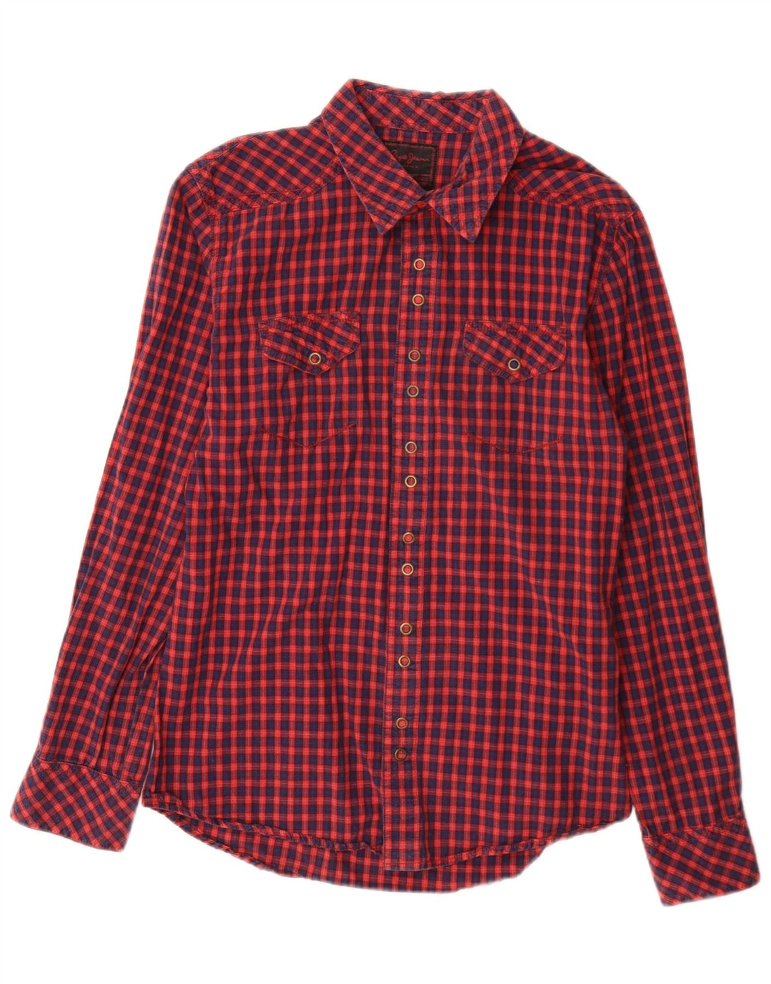 PEPE Jeans Herren-Flanellhemd mit Grafik, klein, rot, Gingham-Baumwolle