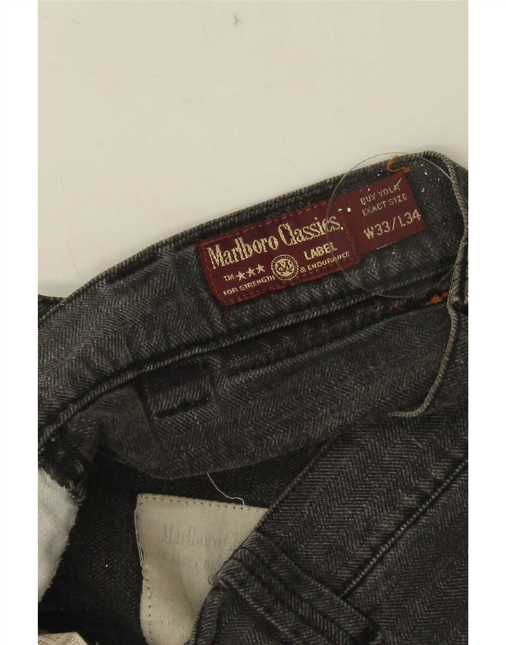 Gerade Herren-Chinohose von Marlboro Classics, W33, L31, graues Fischgrätenmuster