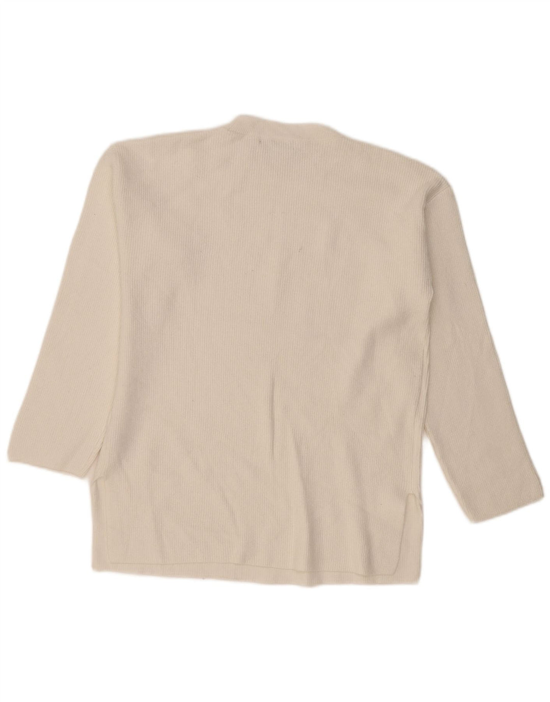 Marks & Spencer Damen-Pullover mit Rundhalsausschnitt, UK 16, Größe L, weiße Viskose