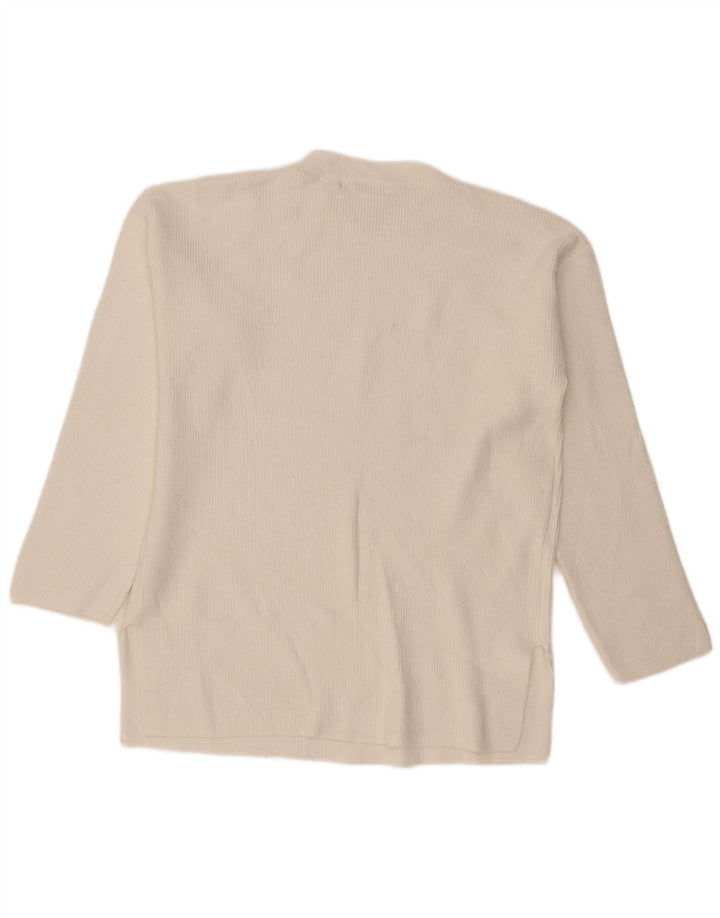 Marks & Spencer Damen-Pullover mit Rundhalsausschnitt, UK 16, Größe L, weiße Viskose