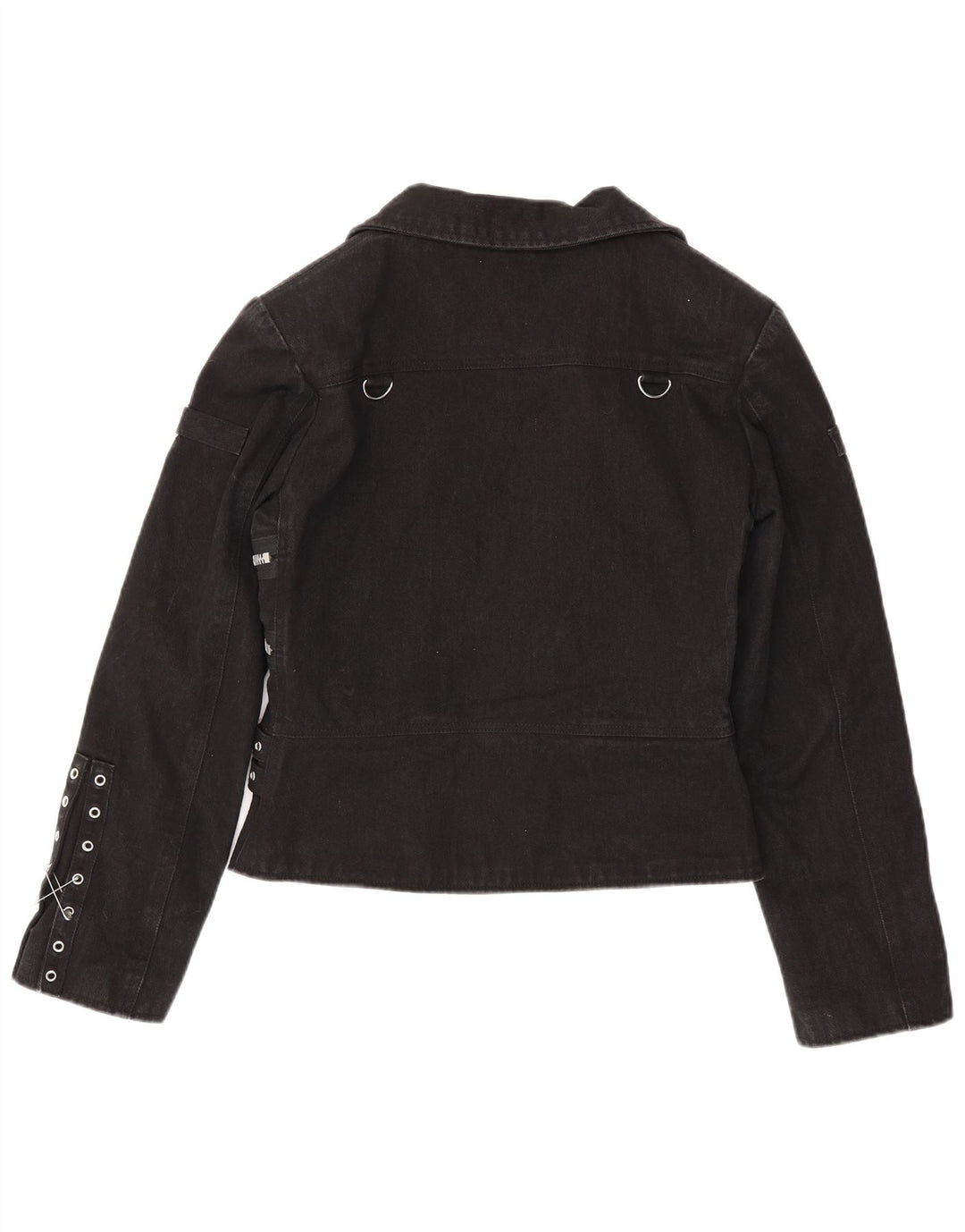 Hard Leather Stuff Womens Crop Biker Jacket UK 20 2XL Black Cotton