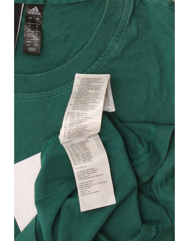 ADIDAS Herren Grafik T-Shirt Top Große grüne Baumwolle