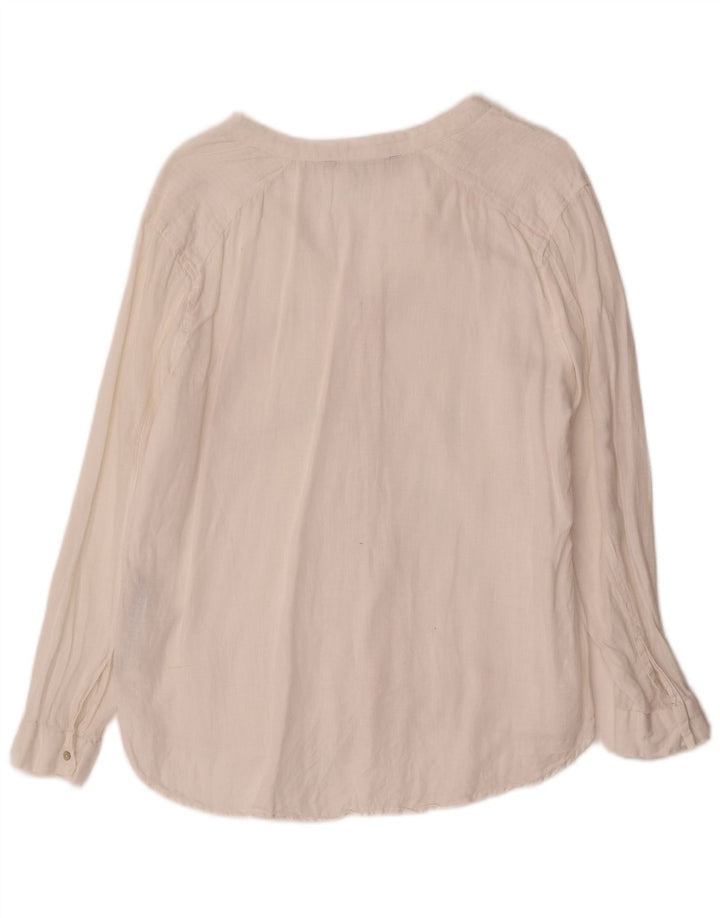 Zara Damen-Hemd UK 16 Large Weiß Leinen