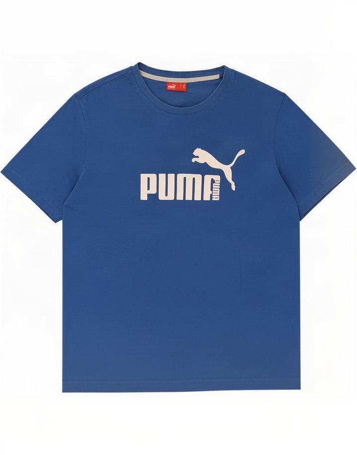Puma Herren Grafik-T-Shirt-Oberteil aus mittelblauer Baumwolle