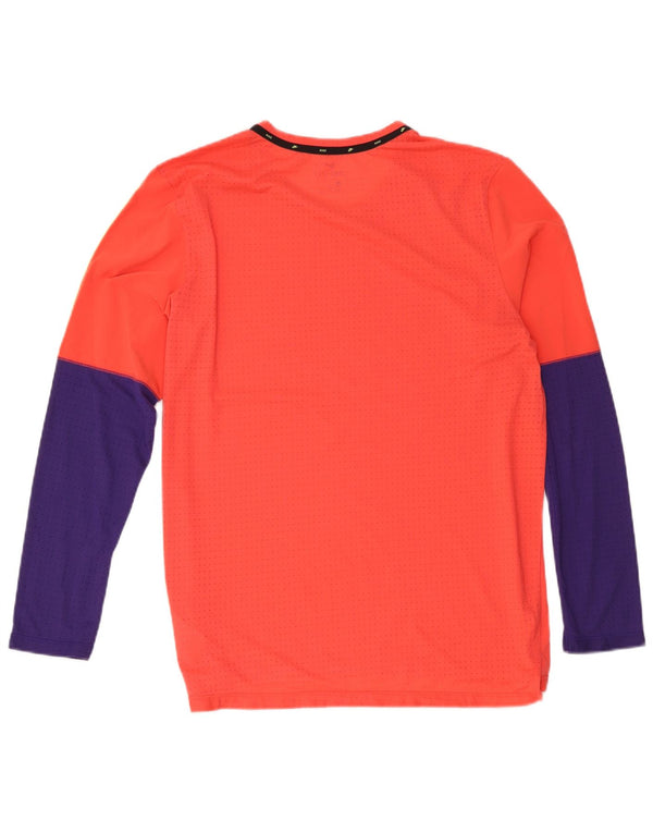 Nike Herren Dri Fit Graphic Top Langarm Large Orange Colourblock