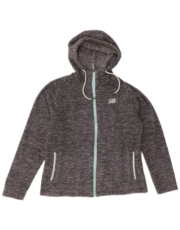 New Balance Damen-Fleece-Kapuzenpullover mit Reißverschluss, UK 12, mittelblau meliert