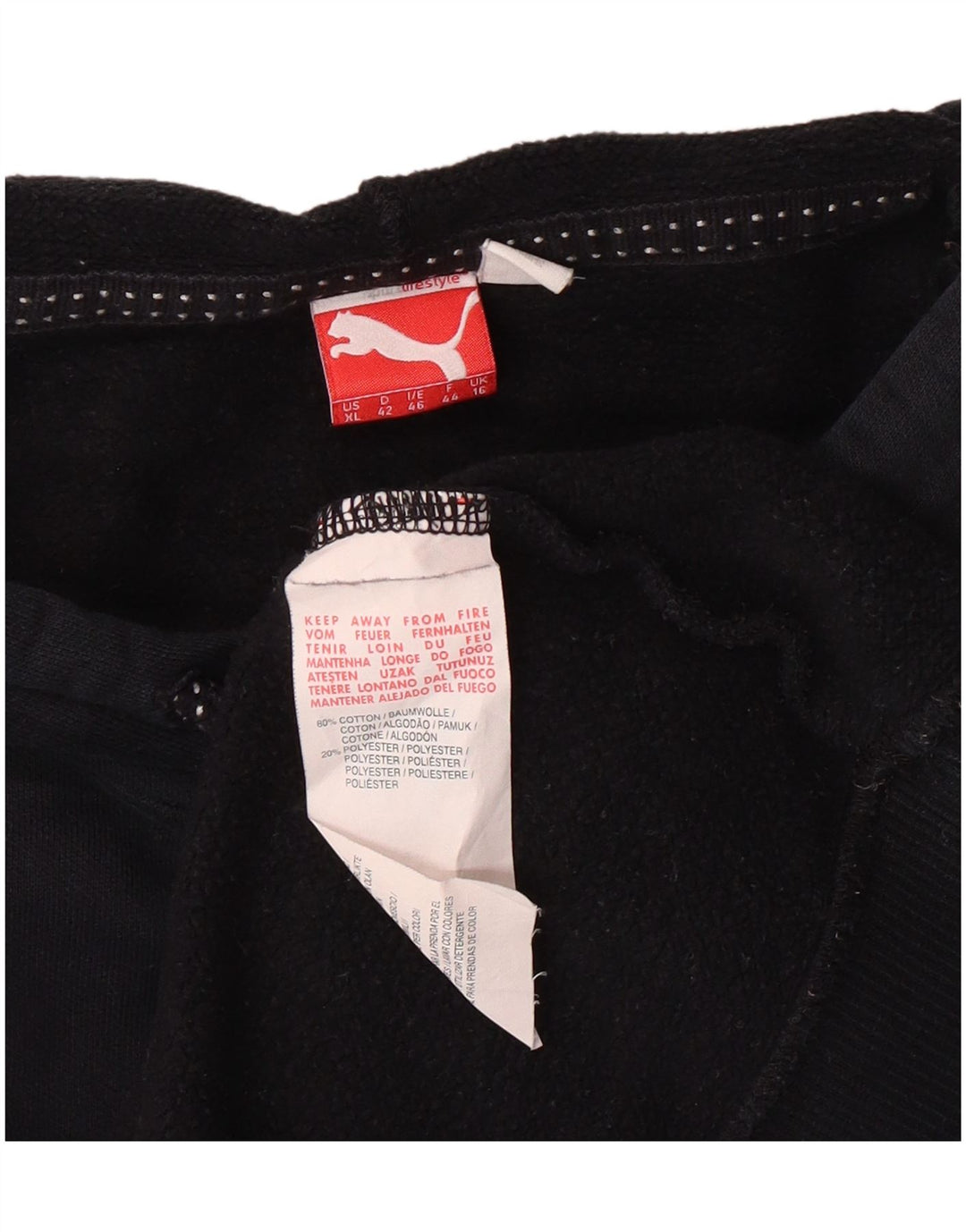 Puma Womens Graphic Hoodie Pullover UK 16 Große schwarze Baumwolle