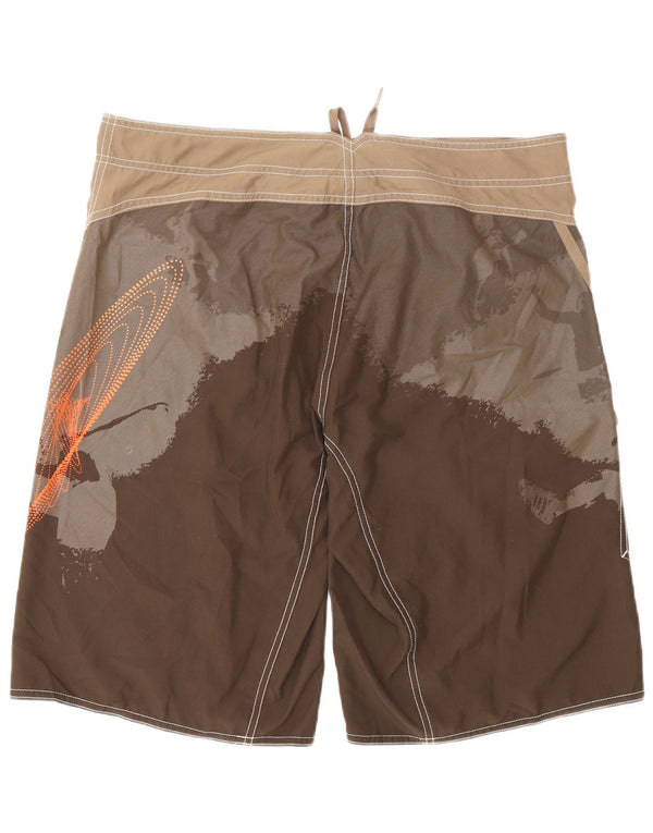 Adidas Herren-Badeshorts mit Grafik, groß, braunes Farbblock-Polyester