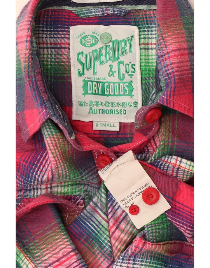 SUPERDRY Damen Flanellhemd UK 6 XS Mehrfarbig karierte Baumwolle