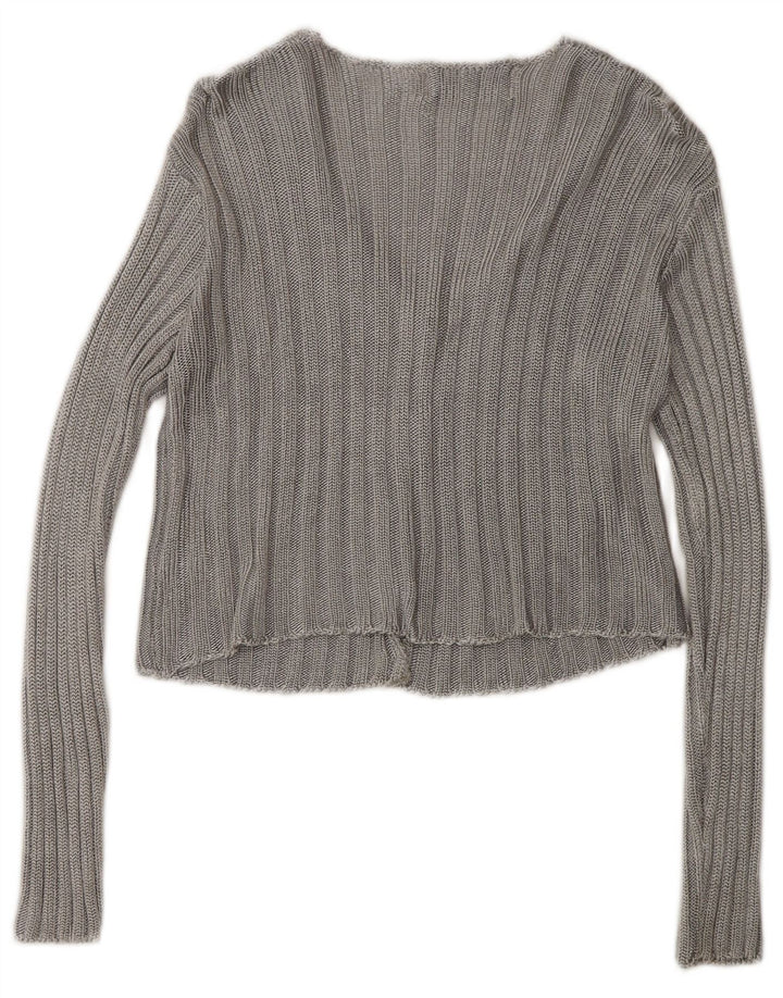 HELLINE Damen Crop Cardigan Pullover UK 10 Small Graue Viskose