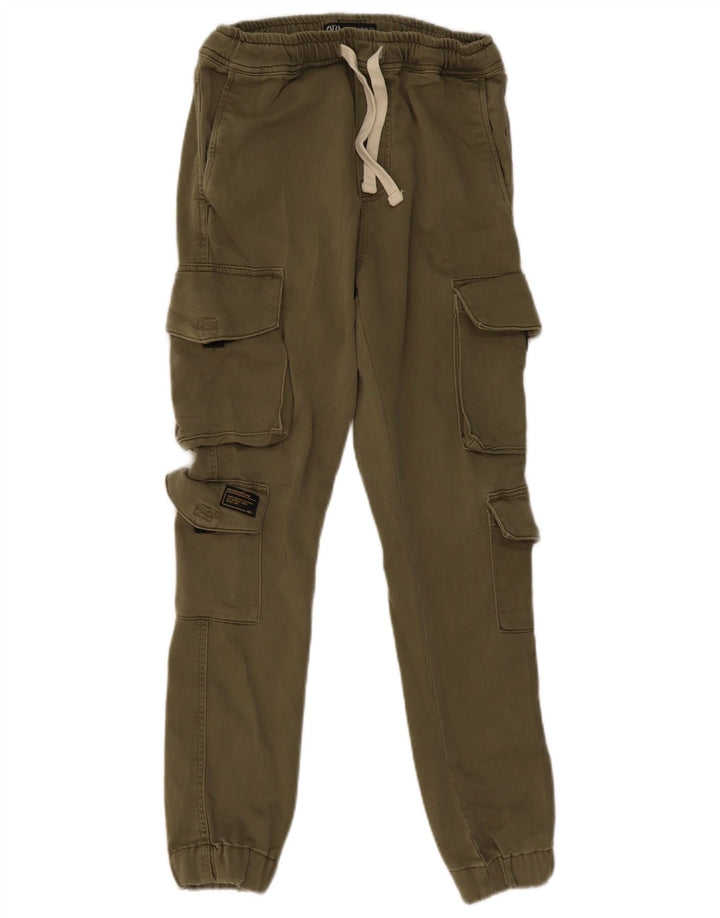 Zara Herren-Jogger-Cargohose, Größe S, W30, L28, Khaki, Baumwolle, Armee