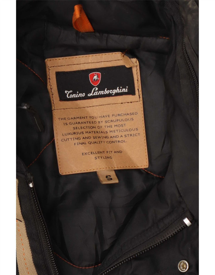 Tonino Lamborghini Herren-Kapuzenjacke, gepolstert, Größe 36, Schwarz