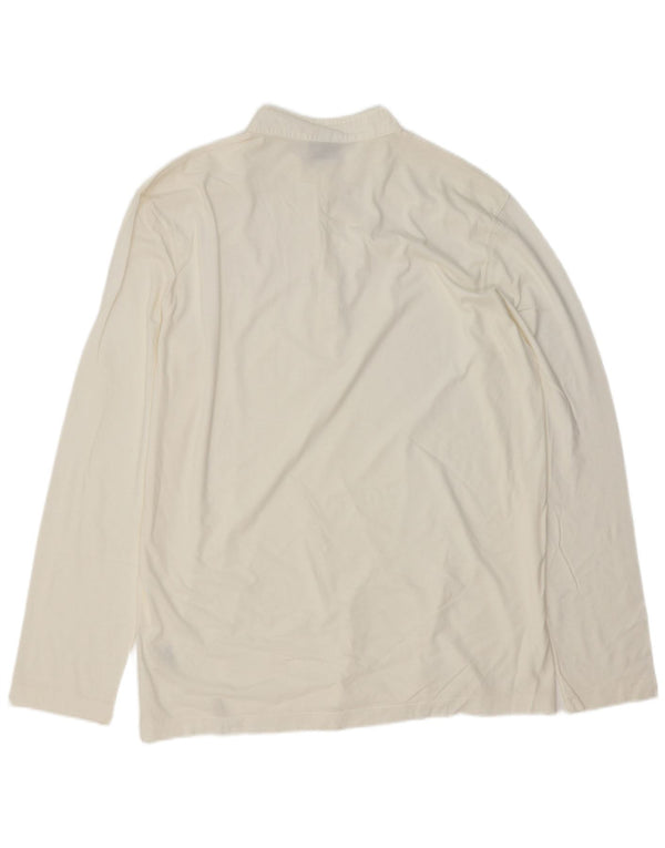 Trussardi Herren-Langarm-Poloshirt XL aus weißer Baumwolle