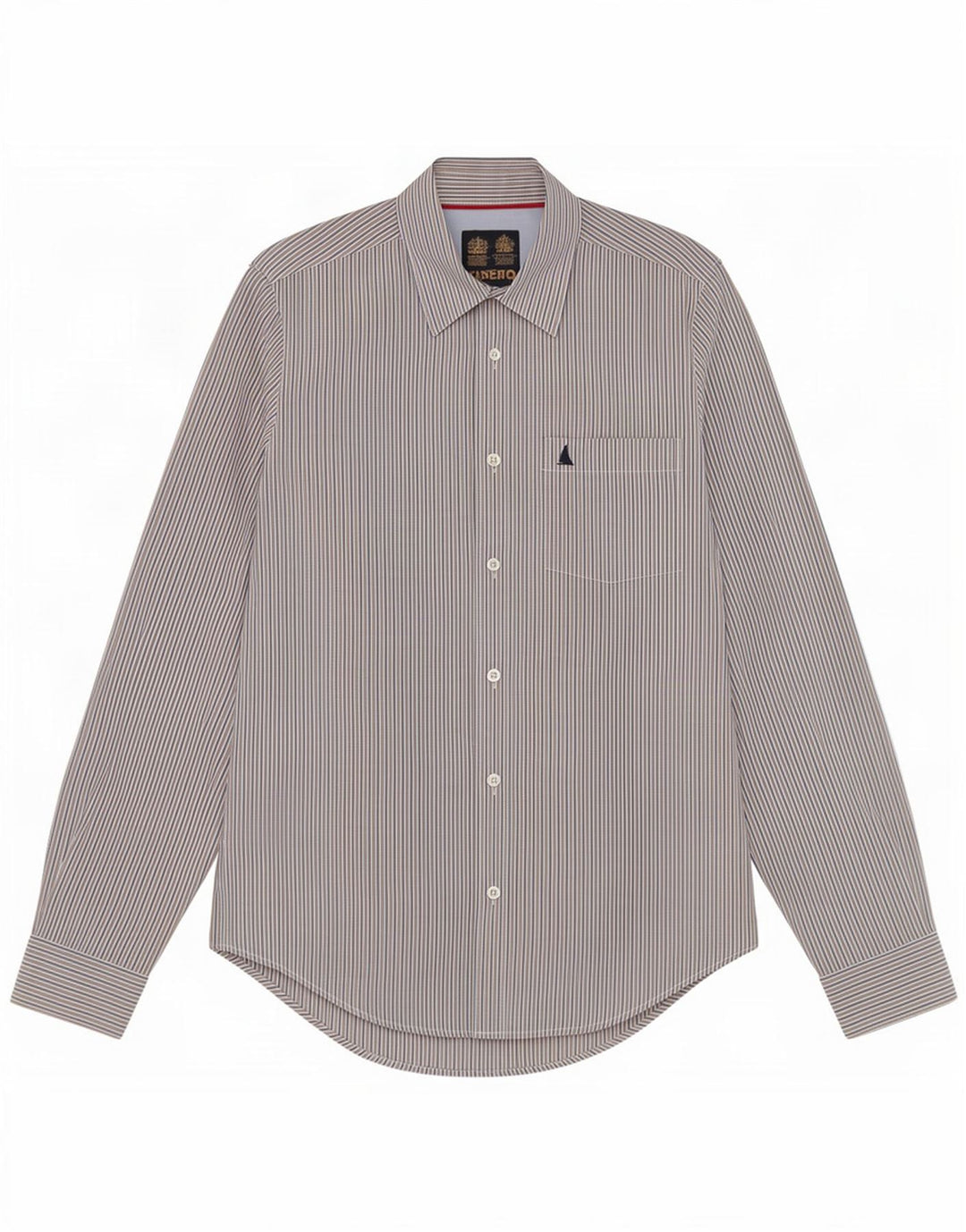 Musto Herrenhemd, klein, beige, Nadelstreifen