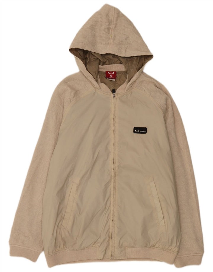 Oakley Herren-Bomberjacke mit Kapuze, UK 38, mittelbeigefarbenes Nylon